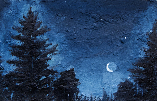 night forest night sky painting art